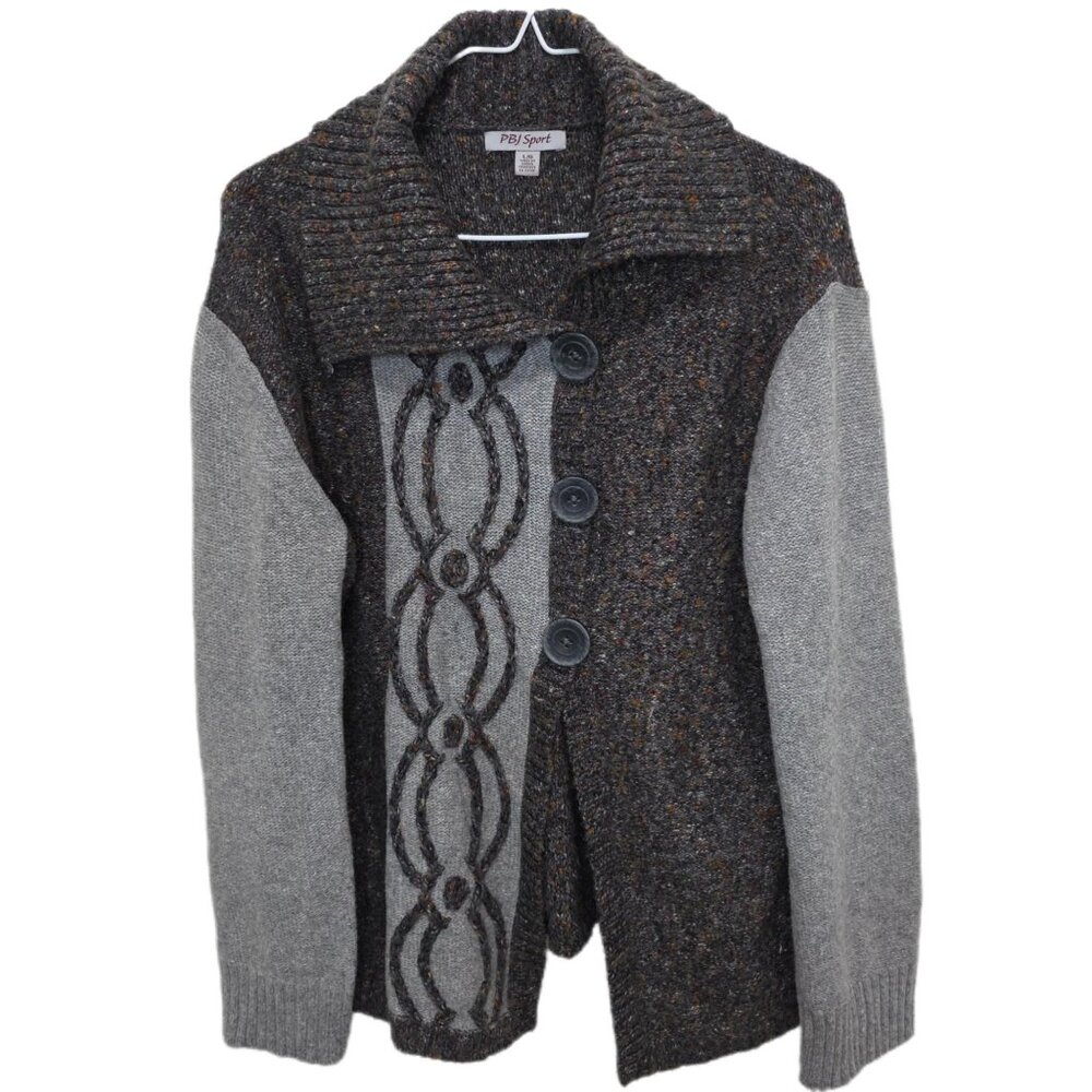 1242 PBJ Sport Button Up Textured Cardigan Sweater Sz.L Womens
